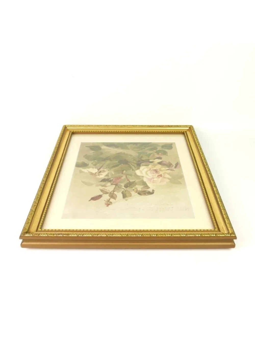 Antique 1889 Louis Prang Chromolithograph Pink Roses Ellen Thayer Fisher Framed